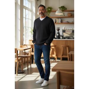 Tommy Bahama Men's Classic V-Neck Cotton Knit Sweater Ribbed Casual Black XL